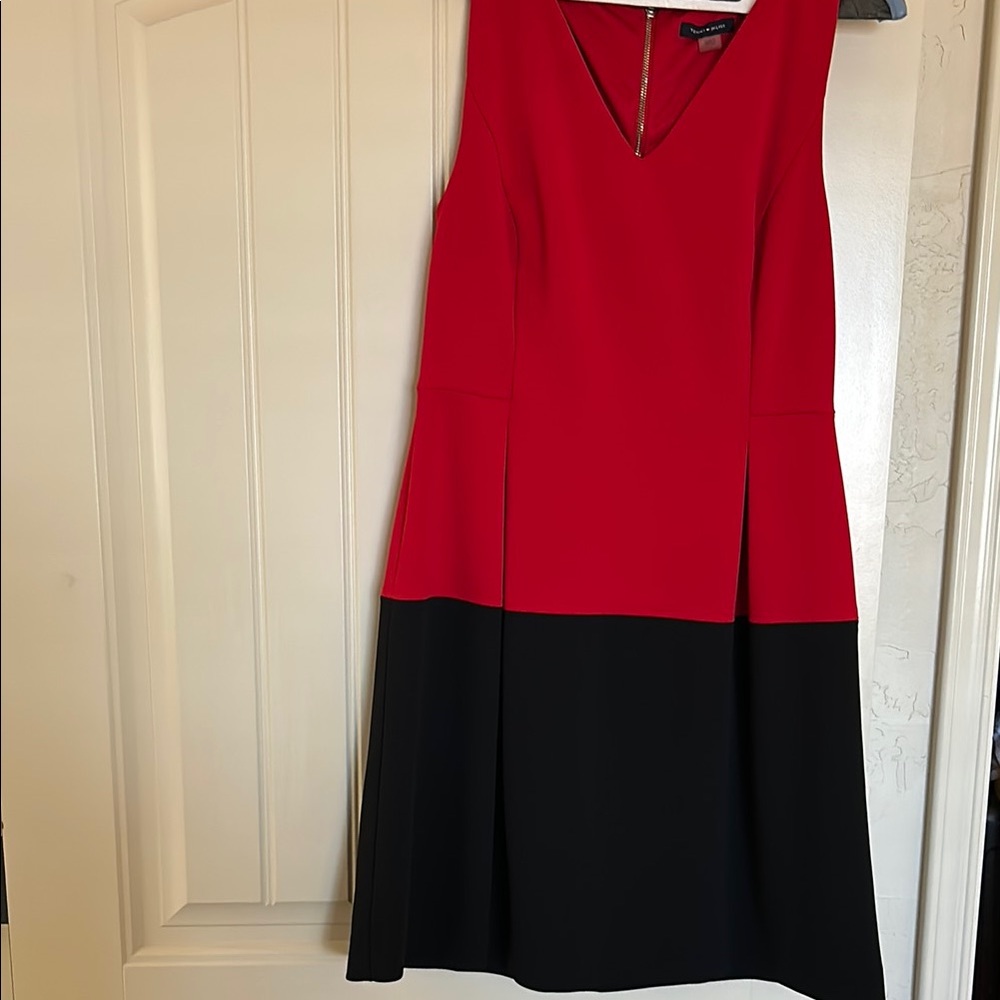 Calvin Klein Red and Black Sleeveless Dress